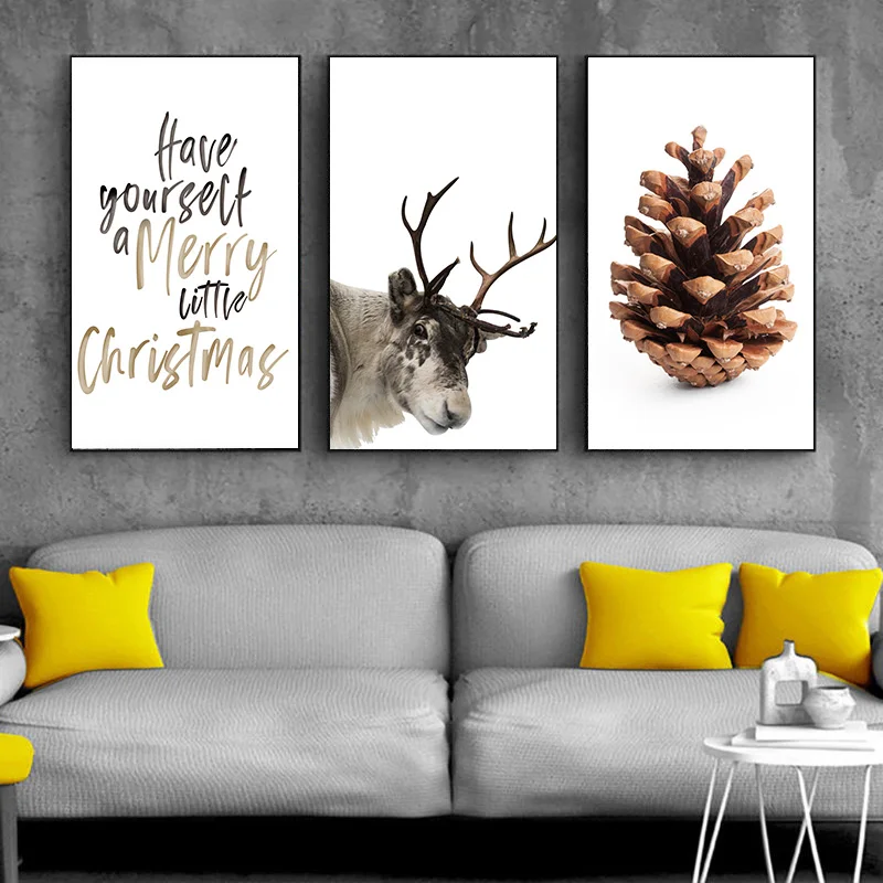 Scandinavian-Poster-Winter-Forest-Moose-Christmas-Pinecone-Nordic-Style-Wall-Art-Canvas-Painting-Decoration-Picture-Living (2)