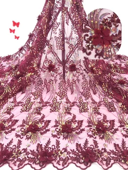 

2018 High Quality Nigerian Lace Fabrics Latest Mesh African Sequins Lace Fabric Bride Guipure French Net Lace Fabric