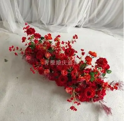 

wedding decoration simulation silk flower row welcome flower wall flower row guide T stage flower art wedding background