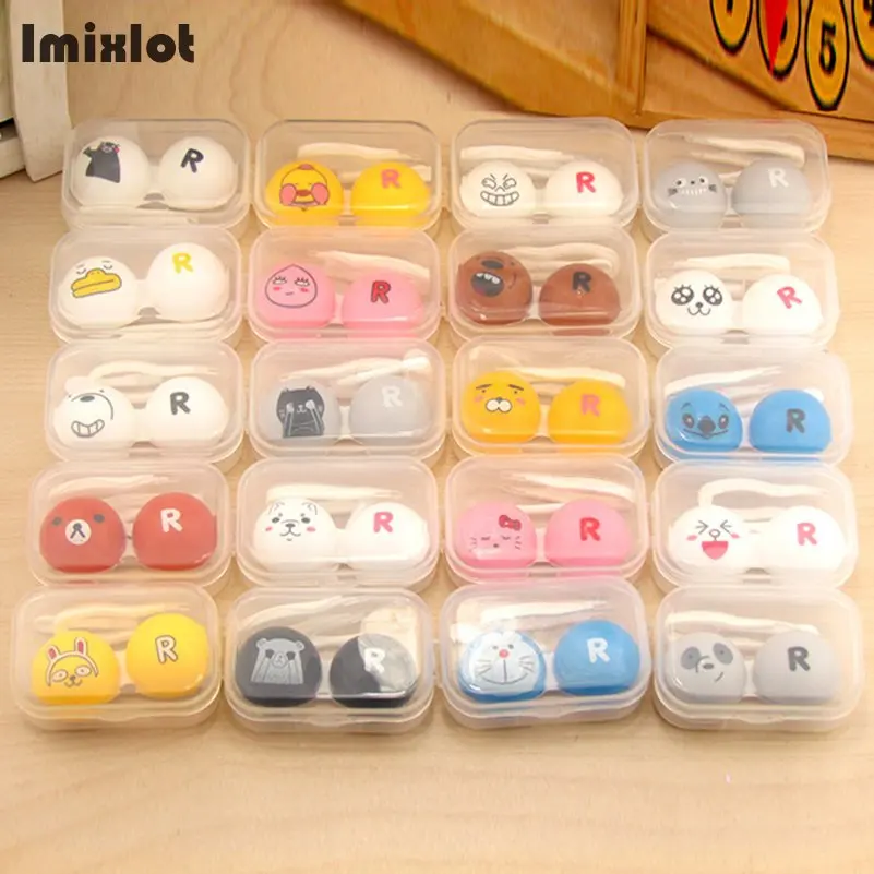 1PC Cute Cartoon Contact Lens Holder Case Multi Color Eye Tweezer Container Kit Colored Lenses Box | Аксессуары для одежды