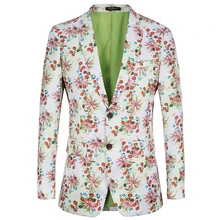 PAULKONTE Flower Print Slim Fit Men Suit Jacekts Leisure Suits Blazers Printing Flower Men Blazer Stage Costumes For Singers