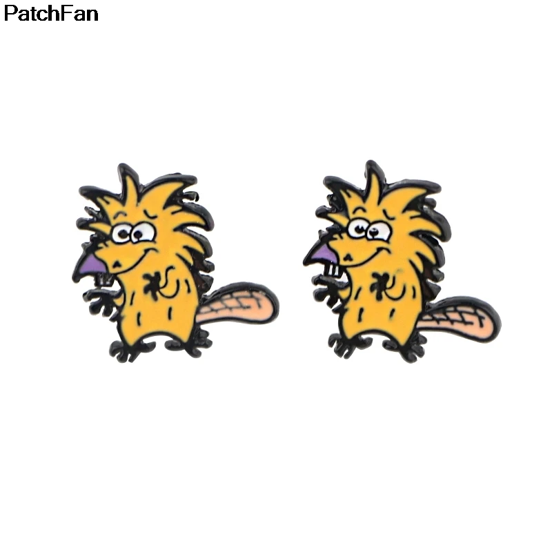 12 пара/лот, Angry beaverl, очаровательные Мультяшные сережки, эмаль, шарм, креативные вечерние, для женщин, сувенир, подарок, ювелирное изделие A2580
