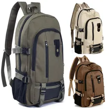 Mochila de lona masculina de grande capacidade mochila explosão cor sólida mochilas moda casual saco de desporto de viagem mochila # m(China)