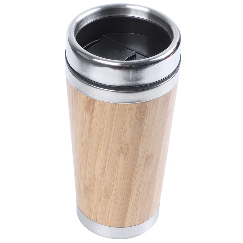 

Bamboo Coffee Cup Stainless Steel Coffee Travel Mug With Leak-Proof Cover Insulated Coffee Accompanying Cup Reusable Cup