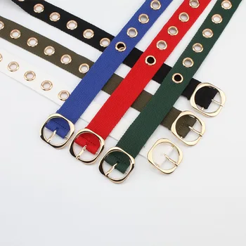 

2020 New Designer Harajuku Wide Canvas Web single Grommet Hole Buckle Belt Female Male Waist Strap Belts for Women Men Jeans