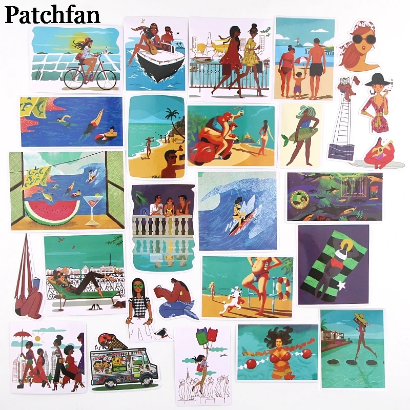 12 компл./лот Patchfan 27 шт./компл. Гавайский стиль тема забавные наклейки пакет мультфильм стиль для DIY настенный телефон Скрапбукинг альбом A2291