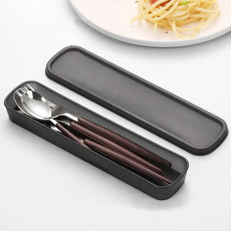 Universal Black Portable PP Cutlery Receptacle Tableware Storage Box with Silicone Pad