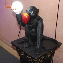 Смоляный светодиодный настольный светильник с обезьянкой, светло-черный, белый цвет, пеньковая веревка, лампа, жилая висячие лампы для дома, искусство, Гостиная Кабинет, комната, блеск E27