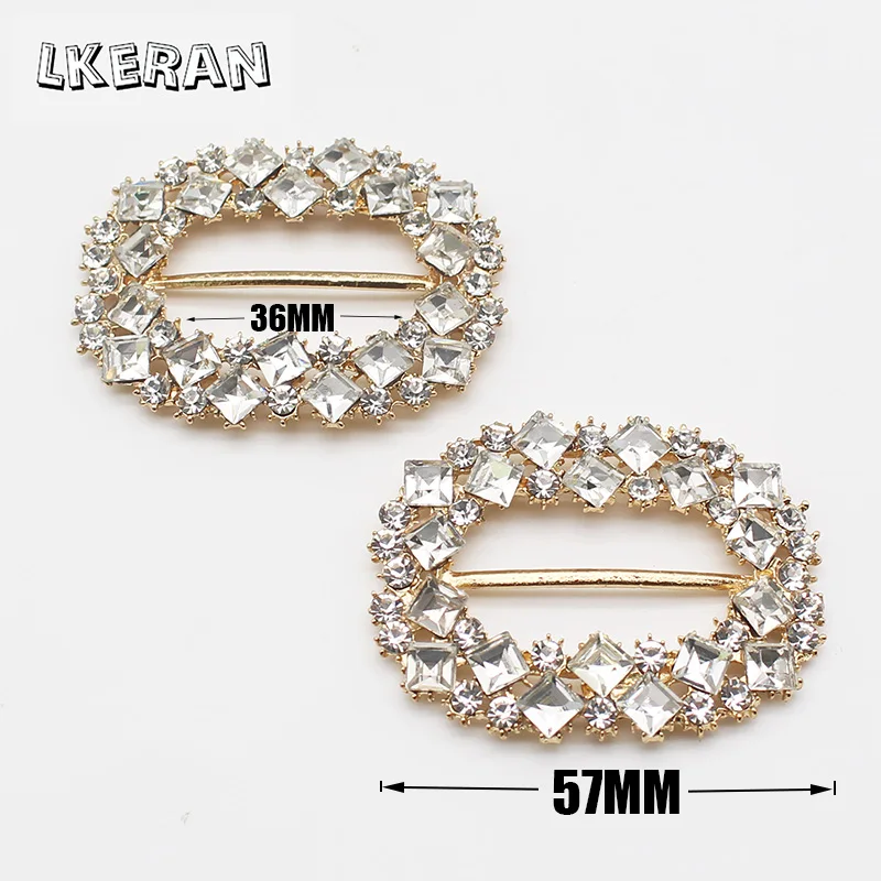 2Pcs 57*44MM 반짝 이는 직사각형 슬라이더 라인 석 버클 크리스탈 장식 웨딩 맞는 리본과 신발 벨트 Clothin 버클 피팅