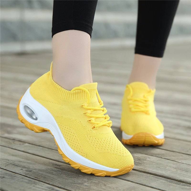 Women Sneakers Air Cushioning Flat Shoes Colorful Non Slip Damping