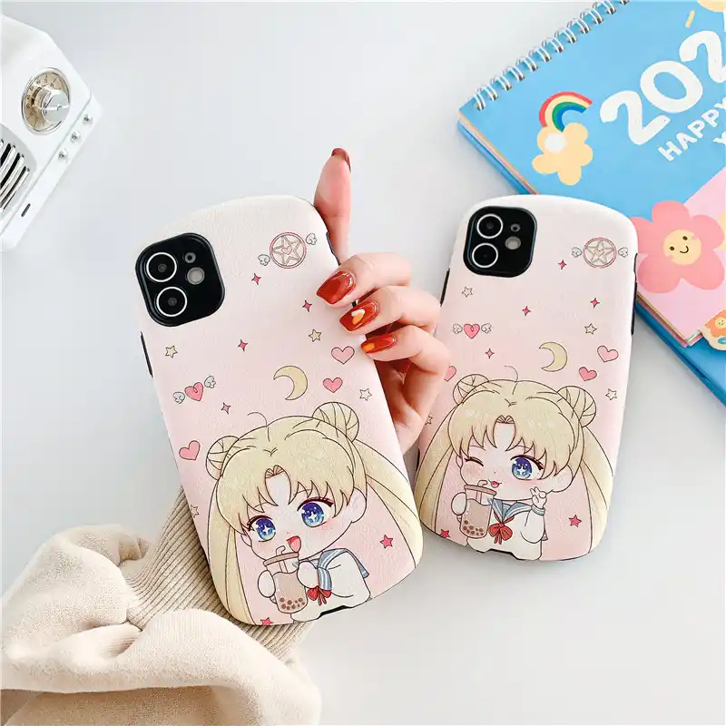 かわいい漫画美少女戦士セーラームーン電話ケースiphone 12プロ12ミニ11 Xs最大se Xr 7 8プラスアニメケース ソフトpuレザーカバー フィットケース Aliexpress