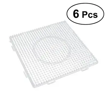 

6 Pieces 5mm Large Square Fuse Beads Boards Clear Plastic Pegboards For Kids Craft Beads DIY Template Spell Bean Square