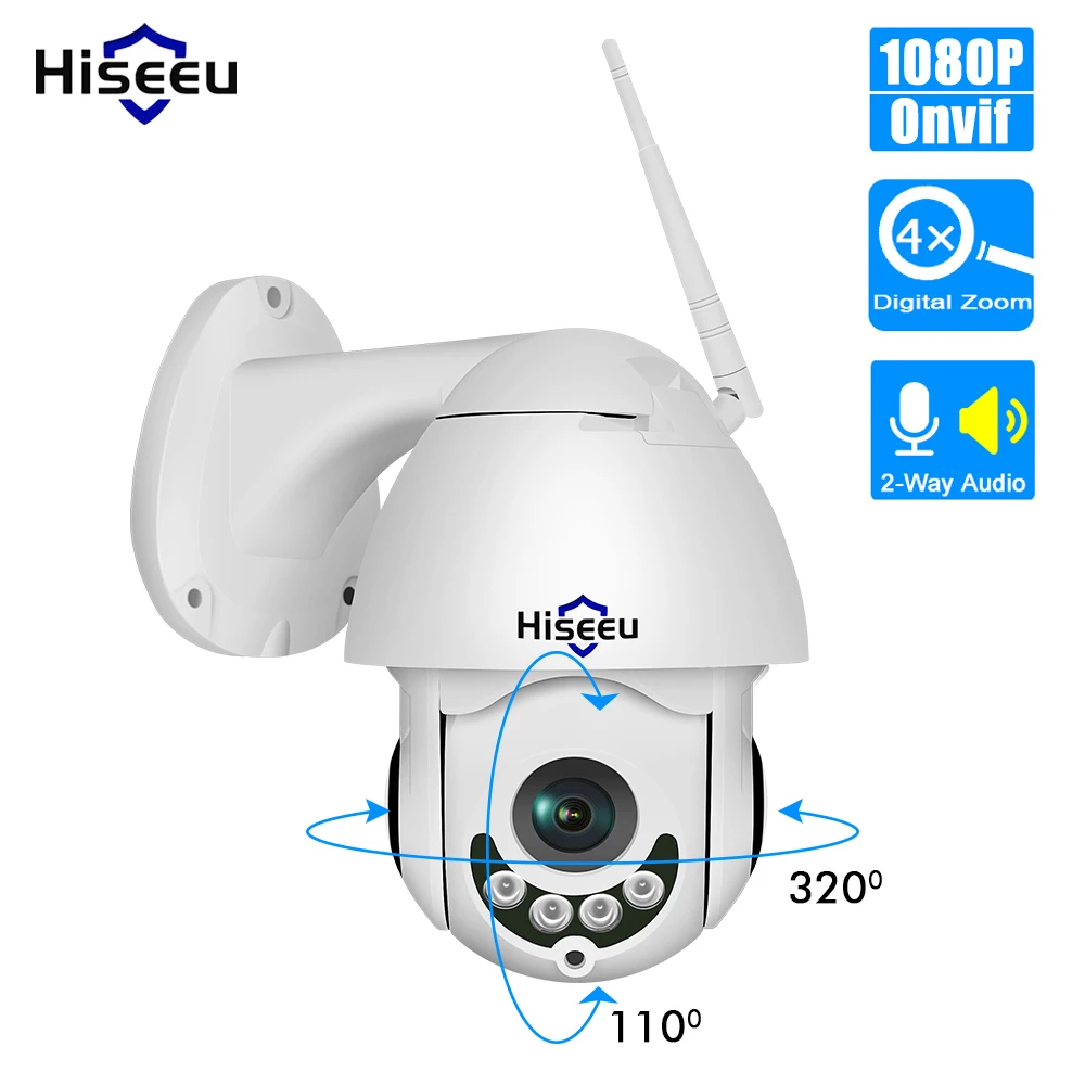 Livre de Áudio em Dois p sem Fio fi ao ar Hiseeu Velocidade Dome Câmera ip wi Sentidos Cctv Segurança Vídeo Vigilância Rede P2p 1080 Ptz