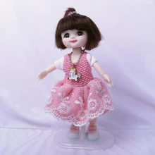 

16cm Beauty Girl BJD Doll 13 Movable Joints Doll 6 Inch Makeup Cute Brown blue Eyeball with Fashion Dress for Girls Toy