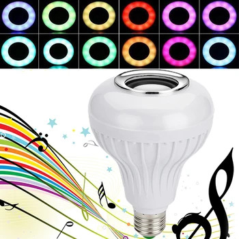 

Wireless E27 Bluetooth 3.0 Audio Speaker RGB Color White Bulb Music Lamp