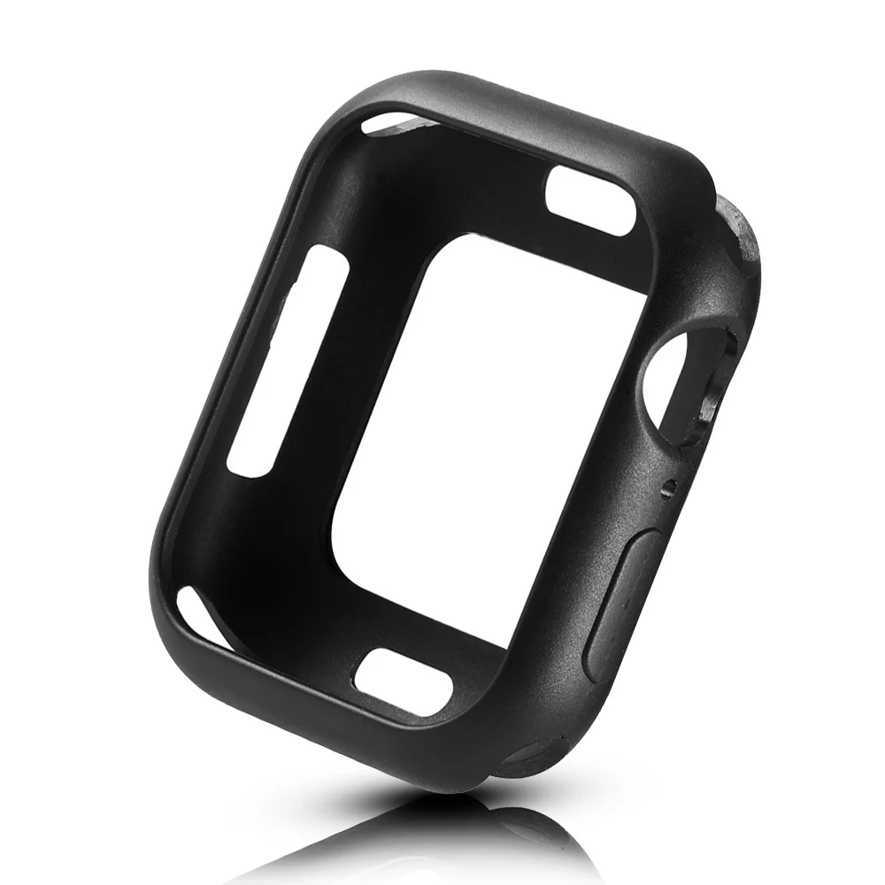 Несколько цветов Мягкий защитный чехол для Apple Watch Series 5 4 крышка 40 мм 44 мм Тонкий ТПУ бампер для iWatch рамка аксессуары - Цвет: Black