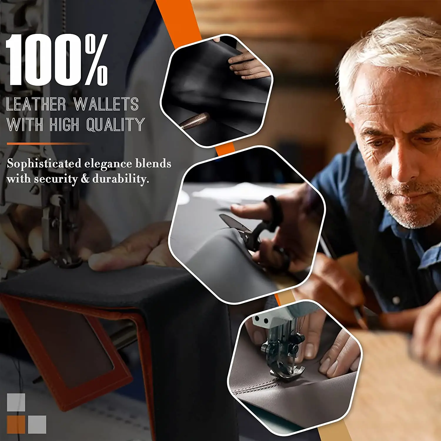 Genuine Leather Wallet Men Slim RFID Purse Card Holder Coin Pocket ID Window Minimalist Wallets 3