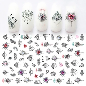 

1 sheet Self adhesive flower unicorn pattern nail art decorations stickers and decals DIY manicure nails supplies tool