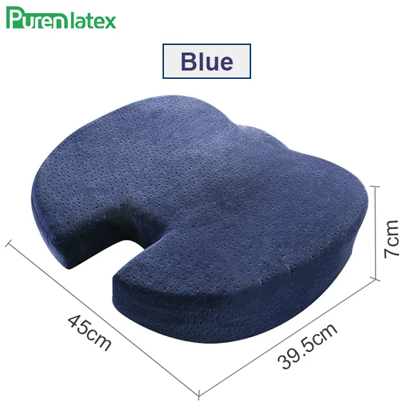 Ортопедическая подушка из латекса, Ортопедическая подушка-копчик для путешествий, офисное кресло, автомобильное сиденье, подушка для радикуляции и боли в спине - Цвет: Blue