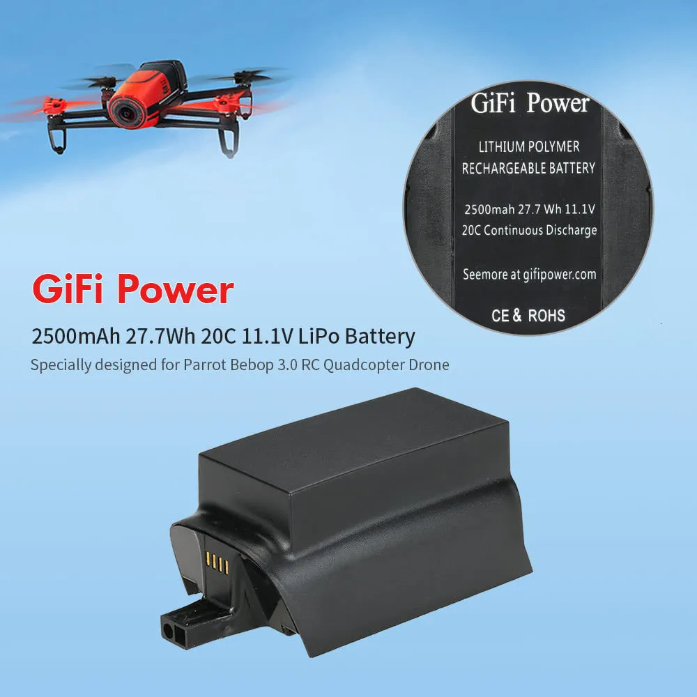 3 шт 2500mAh 27,7wh 11,1 V батарея для Parrot Bebop Drone 3,0 обновленная емкость Lipo аккумулятор для беспилотника запасная батарея