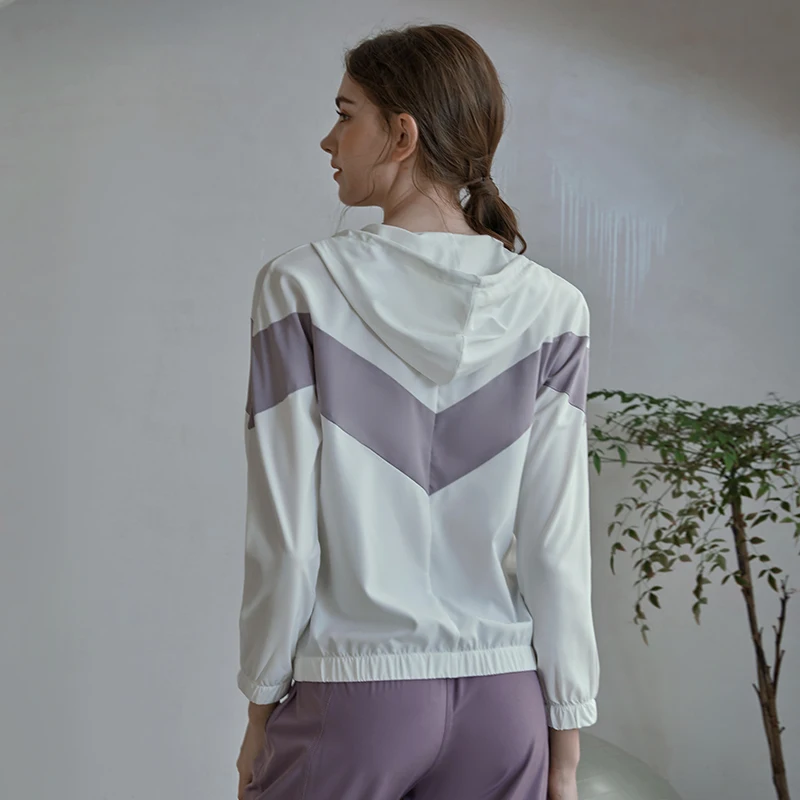 Women Athletic Sport Shirts Loose Fit Long Sleeve Fitness Top Yoga Crop Stand-up Collar Hood Gym Jacket Workout Sweatshirts