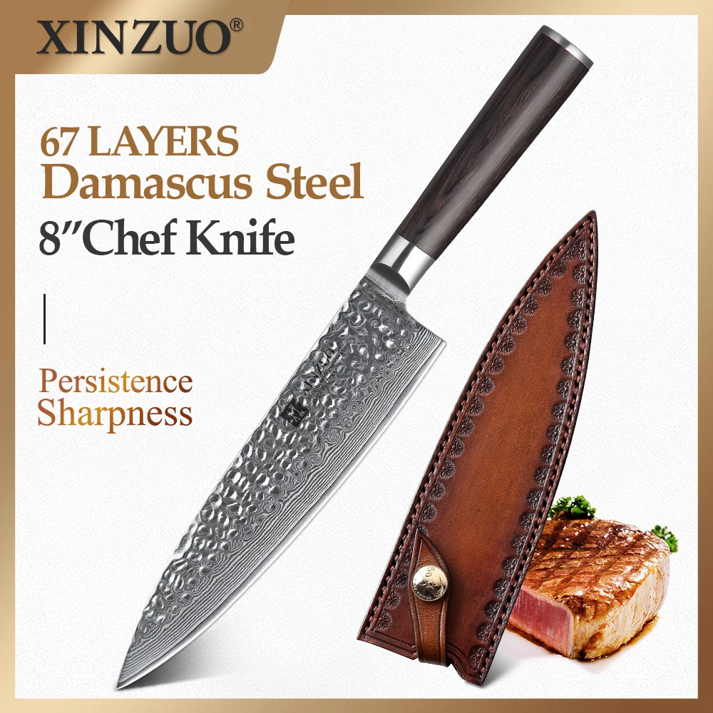 XINZUO 8 &quotнож шеф повара китайский 67 слоев дамасской стали кухонный нож Newarrive Профессиональный VG10 Pakkawood