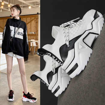 

Daddy shoes women spring and autumn summer breathable 2020 new wild casual mesh thick soles increased sneakers Z443
