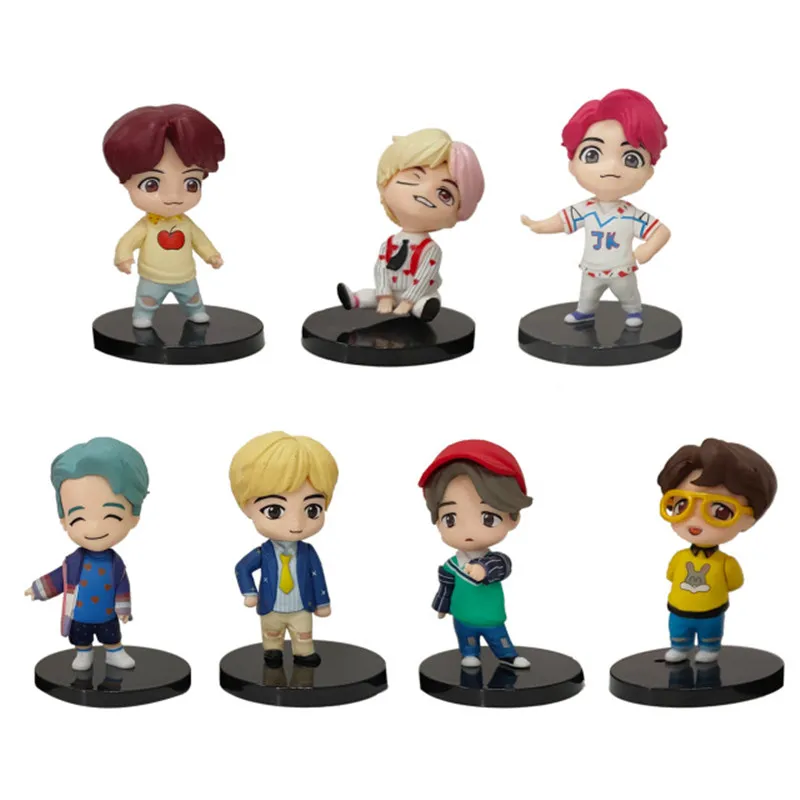 Kpop Bts Bangtan Boys Height 2 5 Tiny Tan Cartoon Stand Figure Board Model With 1 Keychain Jimin Jin Suga J Hope Jung Kook Fans Collectio Tiny Tan 1 7pcs Education Crafts Newswait Arts