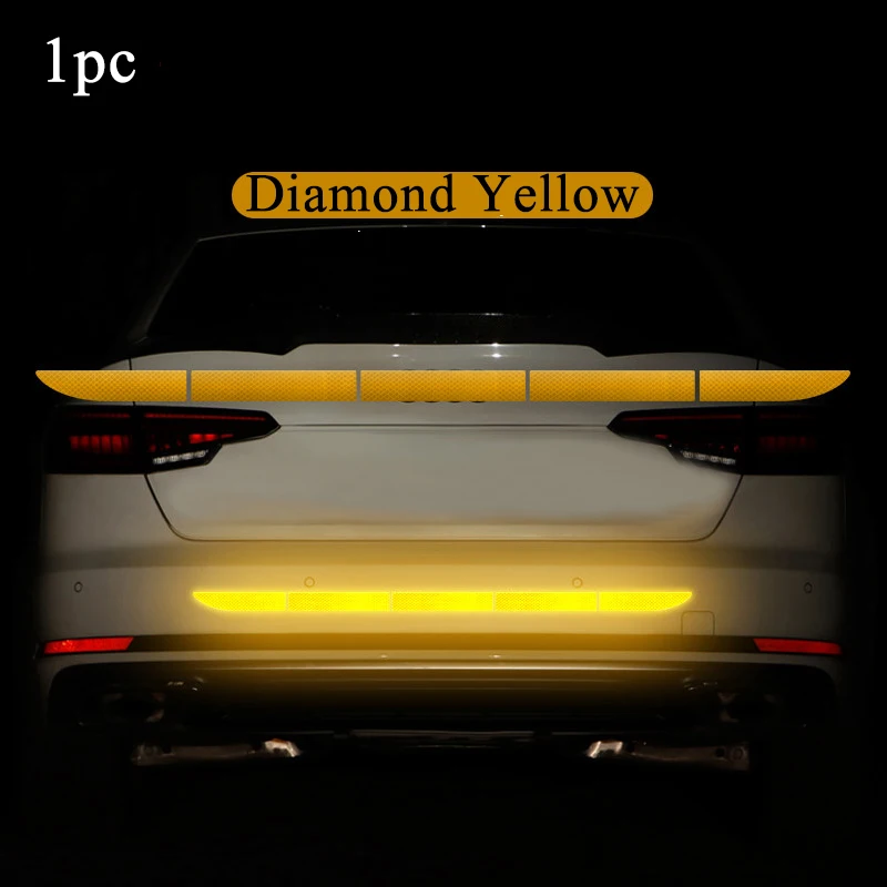 Автомобильная отражающая лента наклейка s Предупреждение льная лента отражающая лента бесследная Защитная Автомобильная наклейка для багажника автомобильные аксессуары - Название цвета: Diamond Yellow