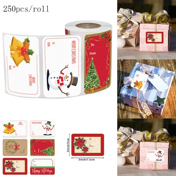 

New 250pcs/roll 6 Designs Adhesive Christmas Gift Name Tags Xmas Stickers Present Seal Labels Christmas Decals Gift Package