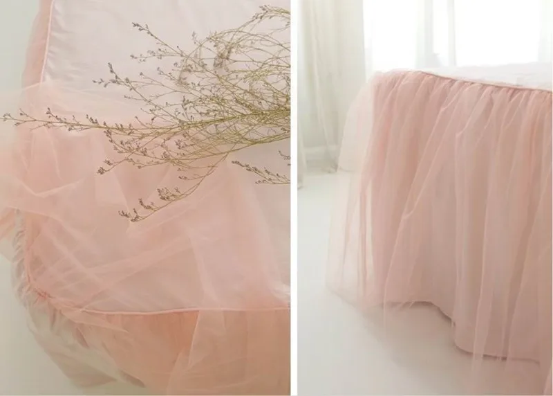Корейская розовая кружевная юбка для кровати без наволочки Твин Полный размер королевы покрывало 45 см покрывало кровать фартук YW
