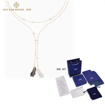 

2020 Fashion Jewelry SWA New NAUGHTY Wrapped Necklace Feather Shape Black Pavé Diamond Rose Gold Gold Chain Women Luxury Jewelry