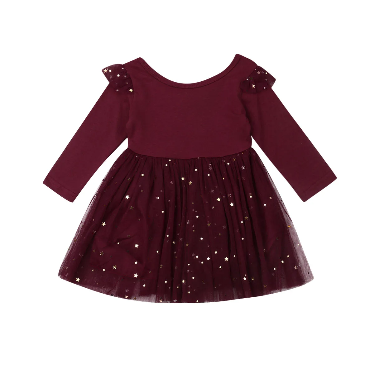 Pudcoco/брендовые Детские Платья с цветочным узором для маленьких девочек; сезон осень; вечерние платья с длинными рукавами и круглым вырезом; платья подружки невесты на свадьбу - Цвет: Красный