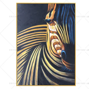 

100% Handmade Gold Animal Zebra Abstract Painting Modern Art Picture For Living Room Modern Cuadros Canvas Art High Quality