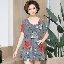 Пляжные Цветочные Купальники из двух частей размера плюс, танкини, женская одежда для плавания с коротким рукавом, купальный костюм с рюшами