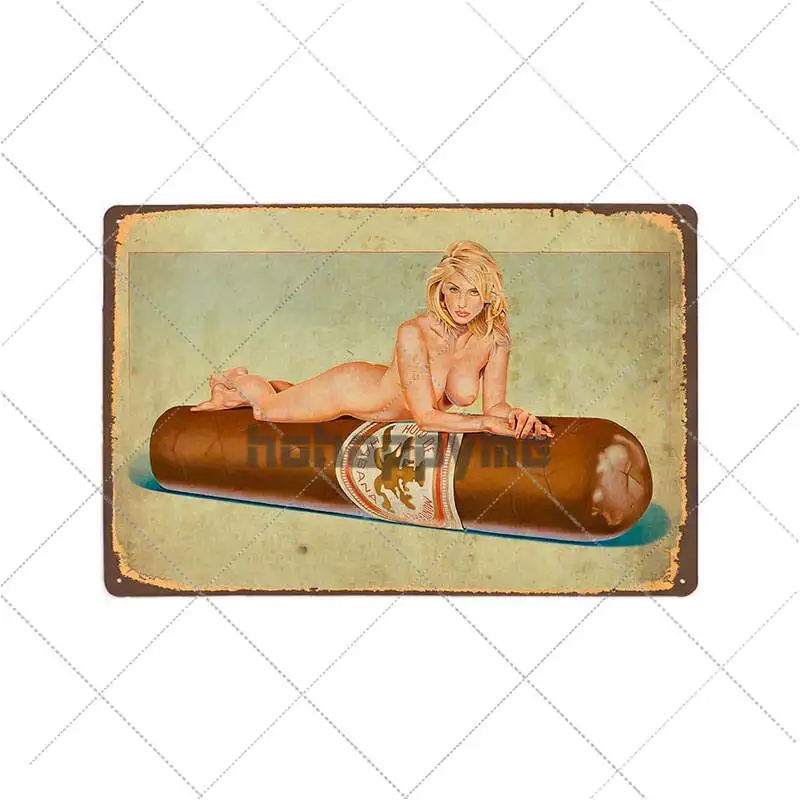 Сигары Винтаж оловянные знаки Металл Pin Up Плакат стены искусства табличка Сигары Магазин бар паб кафе декоративная тарелка домашний декор 20X30 см - Цвет: 9121712