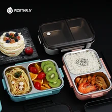 WORTHBUY Japanische Lunchbox Mit Fach 304 Edelstahl Bento Box Für Kinder Schule Lebensmittel Container dicht Lebensmittel box(China)