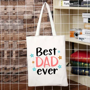 

Best Dad Ever Women Female Foldable Canvas Shoulder Bag Canvas Tote Eco Shopping Bag Canvas Tote Bag Casual HandBag Daily Use