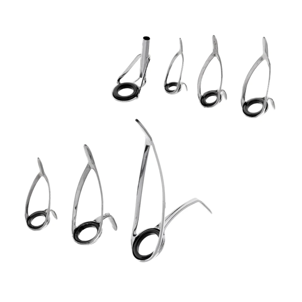 7Pcs Mixed Size Fishing Rod Guides Line Ring Rod Repair Kit For Rod Building 5# 6# 8# 10# 12# 16# 20#