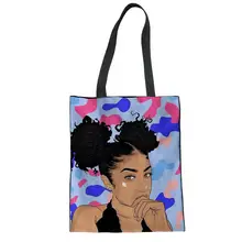 Крутая АФРИКАНСКАЯ ДЕВУШКА Печать холст ручная сумка многоразовая хозяйственная сумка пляжная сумка для женщин рюкзак Shouder сумка для хранения ручка кошелек