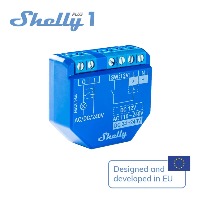 Shelly Plus 1 Smart Home Switch WiFi Bluetooth Operated Relay Switch Low Voltage Support Over Temperature Protection Control 1