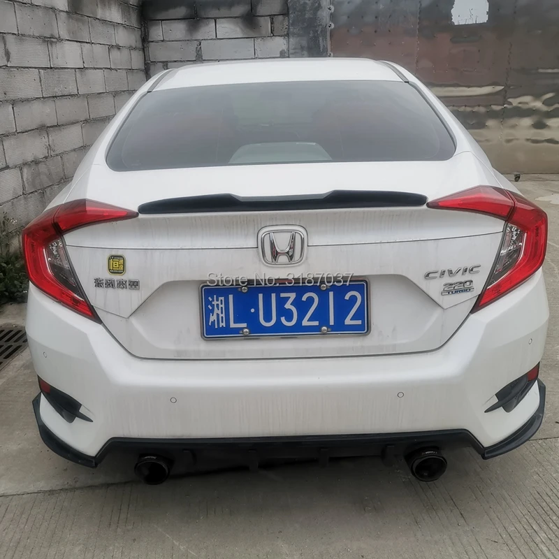 For Honda Civic 10th Generation 4dr Sedan Fiber Rear Roof Carbon Spoiler Wing Trunk Lip Boot Cover Car Styling | Автомобили и
