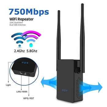 

Pohiks 1pc High Speed 750Mbps Wireless Wi-Fi Extender 2.4GHz/5GHz Dual Band Repeater Router For Tablet PC/Laptop/Mobile Phone