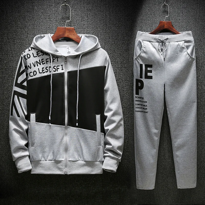 

2019 New Style Students Sports Set Men's Korean-style Slim Fit Casual Spring Cardigan Hooded Coat