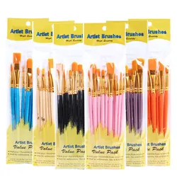 10pcs Wood Handle Nylon Hair Artist Paint Brushes Set Round Pointed Tip Paintbrushes for Acrylic Oil Watercolor Face Painting