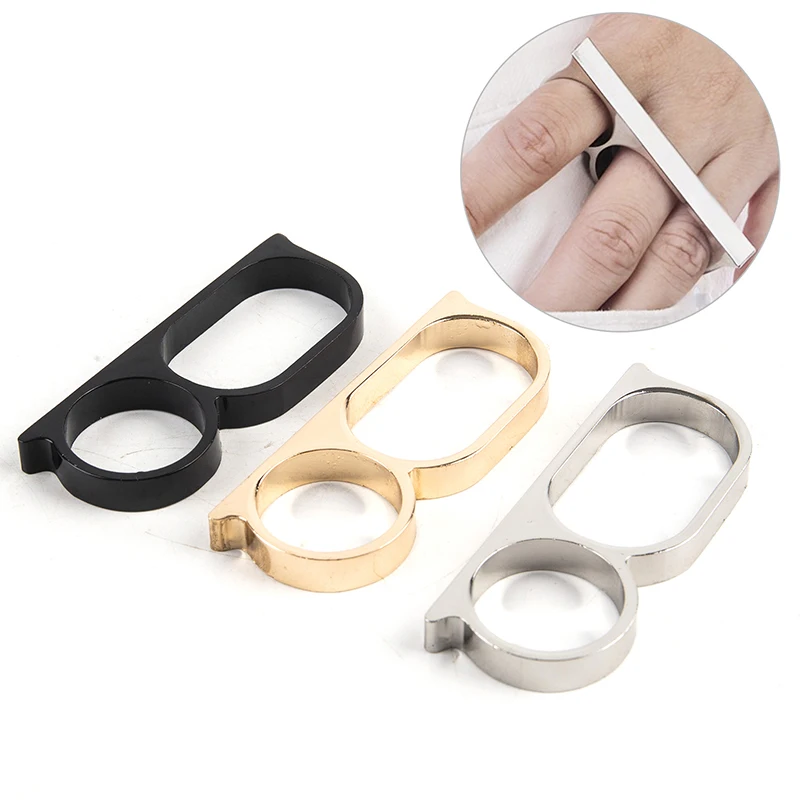 1 Pz Personalità Hyperbole Doppio Knuckle Ring Per Uomo Due Dita Punk Ring Hip Hop Knuckle Ring Punk Man Gift
