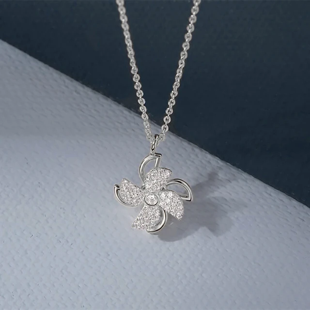 New Arrival Rotatable Windmill Pendant Necklace AAA Cubic Zirconia Pave Gold Silver Color Crystal Necklace Jewelry Women Men Style 32