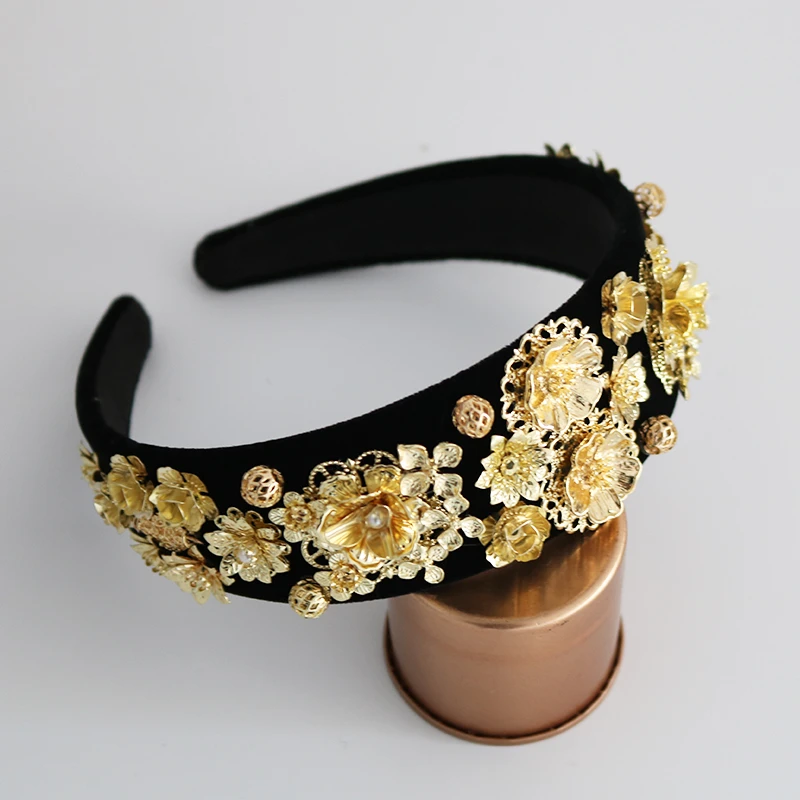 New Fashion Golden Sunflower Leaf Crown Baroque Prom Hair Band Pearl Hair Jewelry Wedding Tiara Accessories Gift For Women Party Wedding Tiara Crown Baroqueleaf Crown Aliexpress