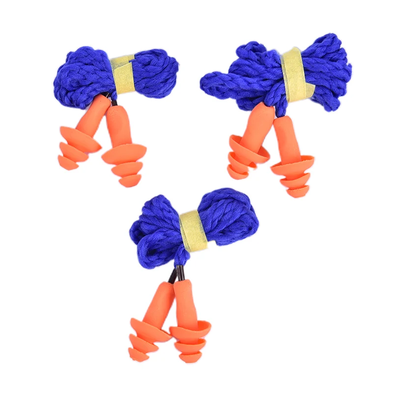 

10 Pairs Waterproof Soft Ear Plugs Silicone Corded Reusable Hearing Protect Safety Earplugs for Swiming Earplugs Earmuff
