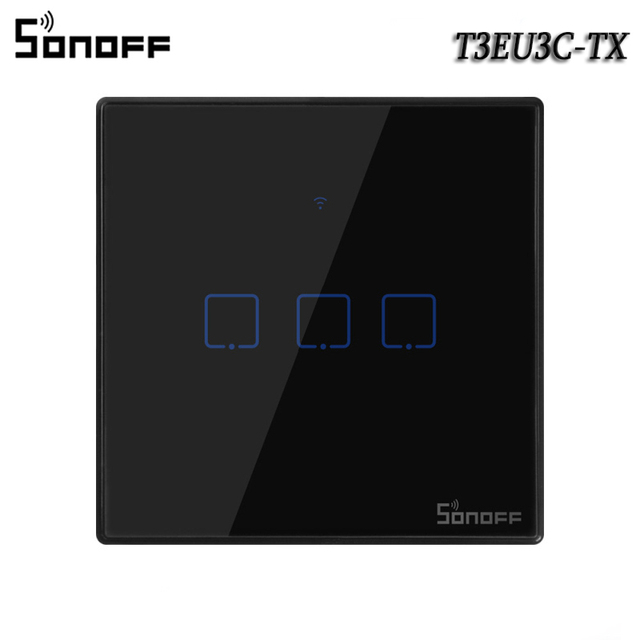 T0/T1/T2/T3 EU 1/2/3 Gang WiFi Smart Wall Touch Switch Smart Home Remote Control Via Ewelink APP/RF433/Alexa Voice/Touch